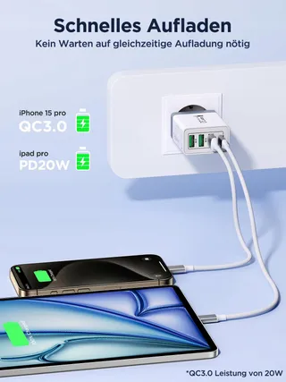AIONEUS USB Adapter 40W 4 Poorten USB-C USB-A Android — miniatuur 3