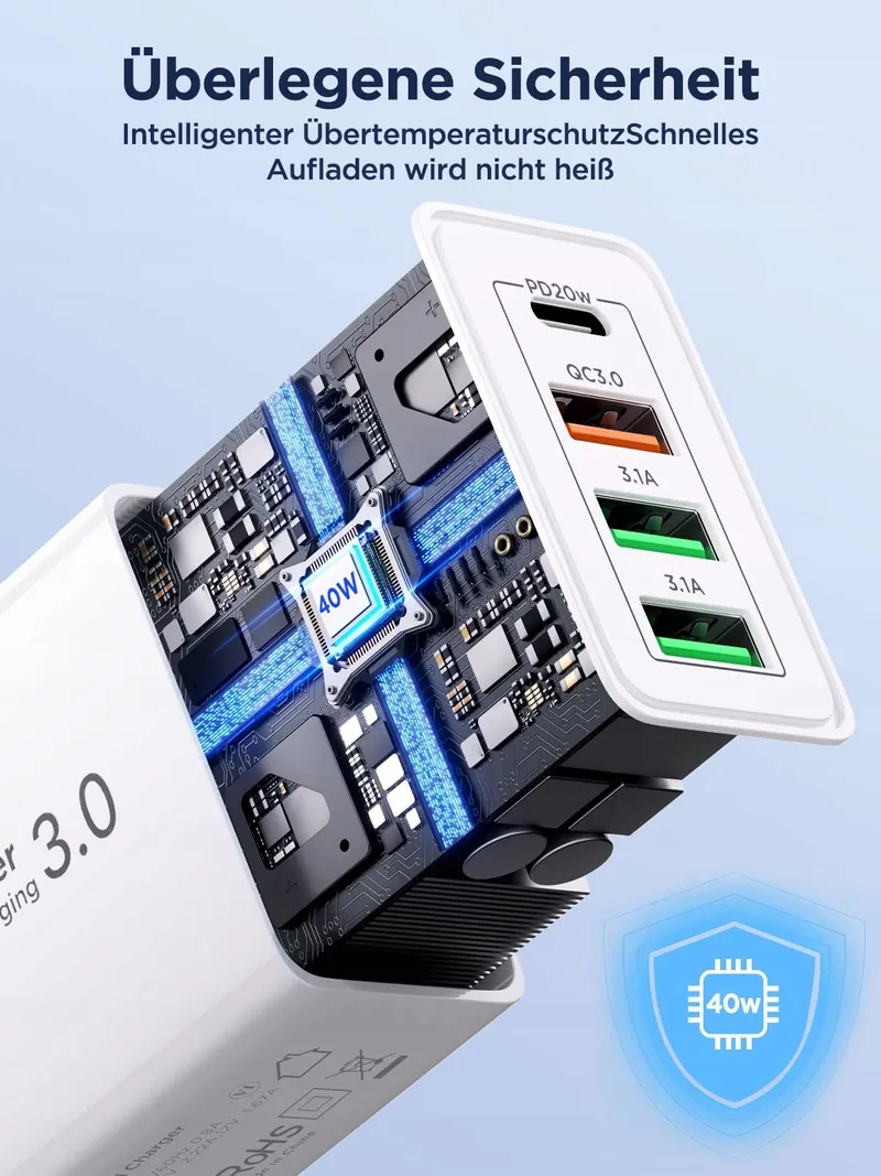 AIONEUS USB Adapter 40W 4 Poorten USB-C USB-A Android — foto 4