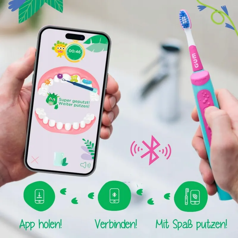GUM Playbrush Junior Elektrische Tandenborstel Kinderen 6+ Roze — foto 5