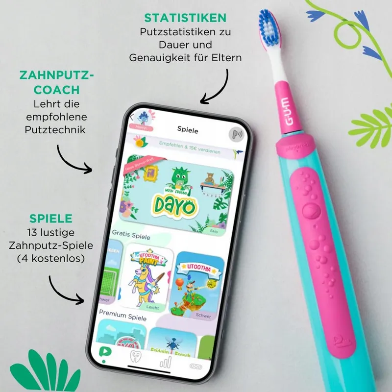 GUM Playbrush Junior Elektrische Tandenborstel Kinderen 6+ Roze — foto 3