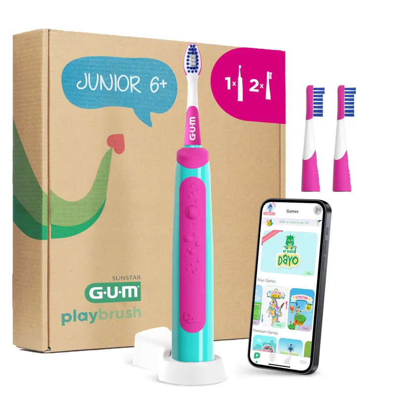 GUM Playbrush Junior Elektrische Tandenborstel Kinderen 6+ Roze — foto 1