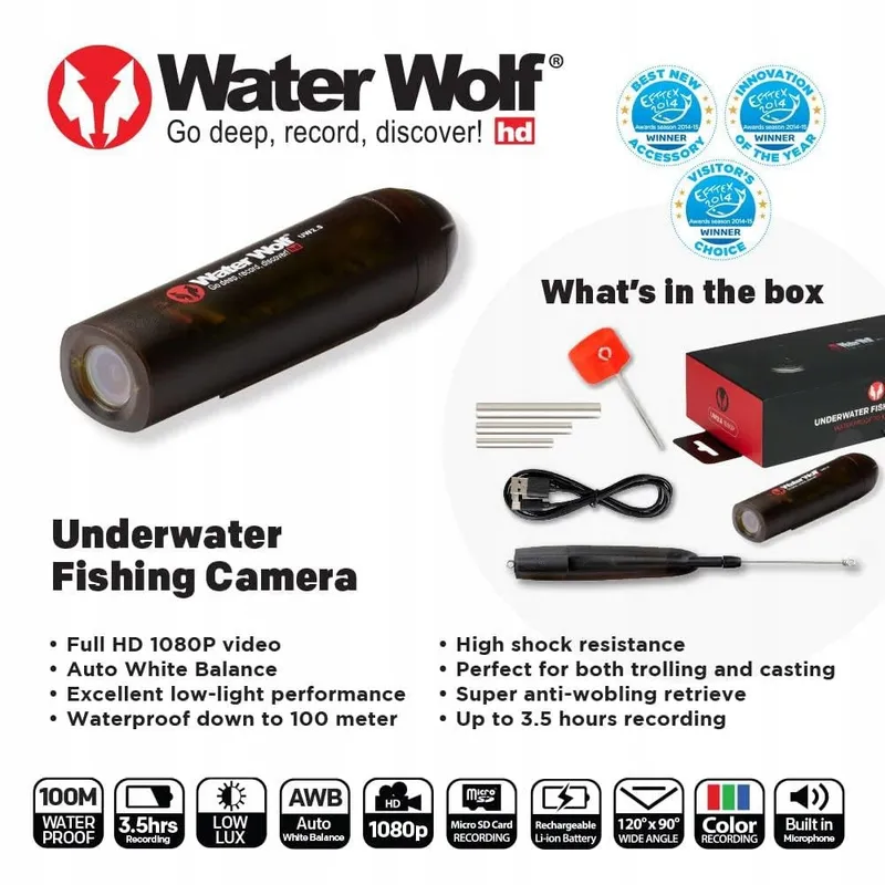 WATERWOLF 2.0 WiFi Onderwatercamera Voor Vissen 1080p HD 120 100m — foto 7