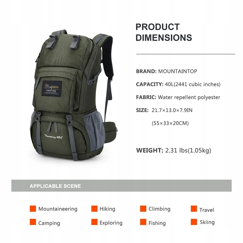 MOUNTAINTOP Trekkingrugzak 40L Heren Dames — foto 2