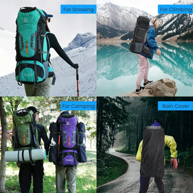 BSEASH Wandelrugzak 80L Waterdicht Lichtgewicht Reizen — foto 7