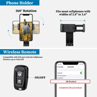 JOILCAN Statief 171cm Afstandssluiter Telefoonhouder iPhone Samsung — miniatuur 6