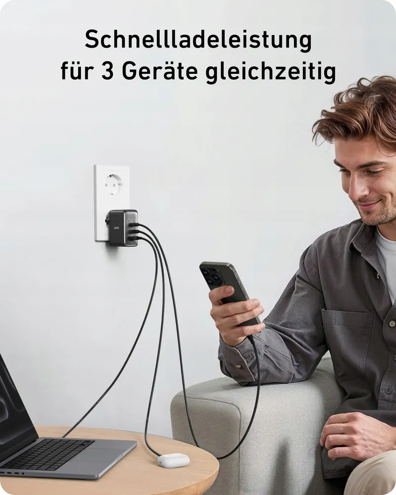 ANKER 736 Nano II 100W USB-C Oplader 3-Poorts MacBook iPhone — foto 6
