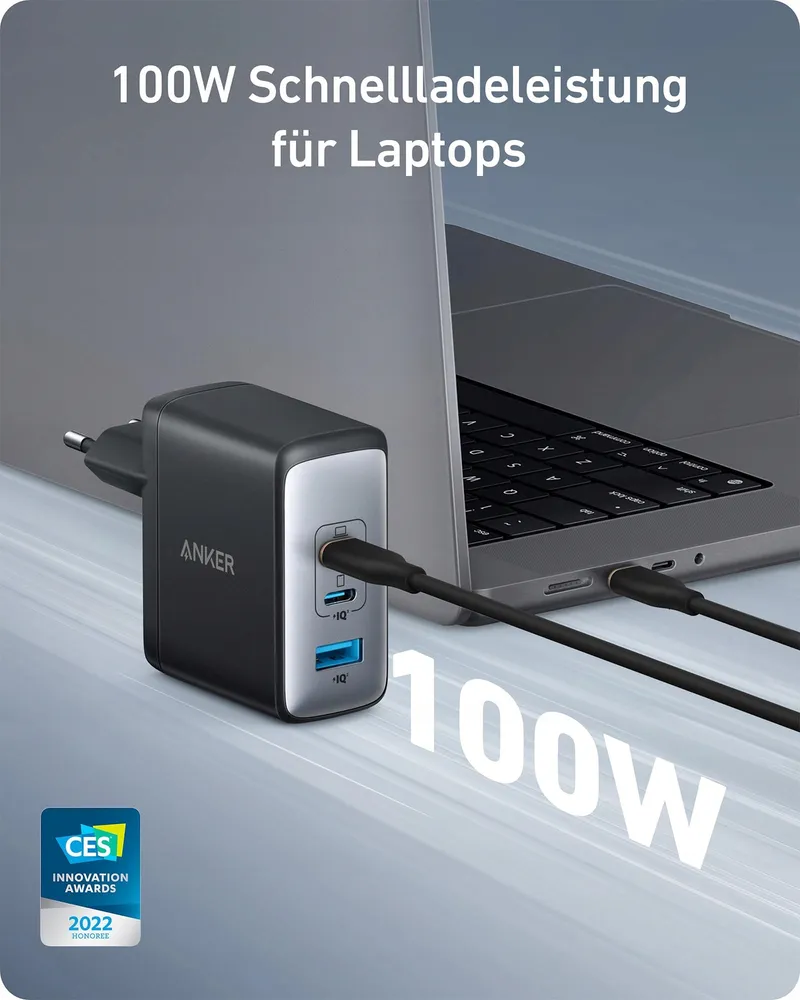 ANKER 736 Nano II 100W USB-C Oplader 3-Poorts MacBook iPhone — foto 2