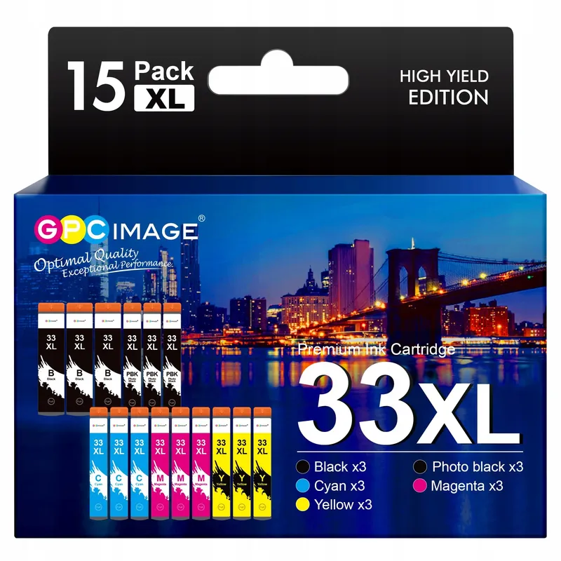 GPC IMAGE Inktset Epson 33XL XP-540 XP-830 15 Stuks — foto 1