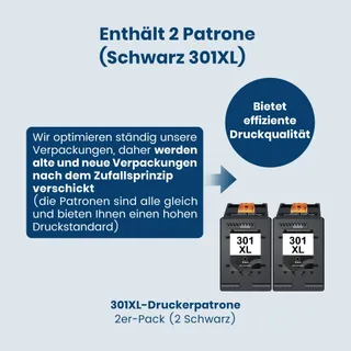 HP Inktset 301XL Zwart voor Envy Deskjet Officejet Printers — miniatuur 2
