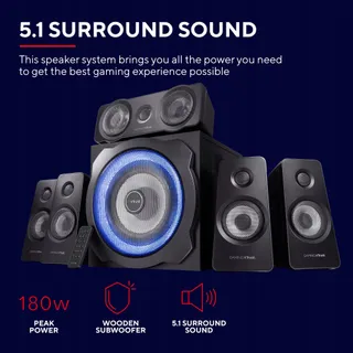 TRUST GAMING GXT 658 Tytan 5.1 Surround Speakers Subwoofer LED 180W — miniatuur 2