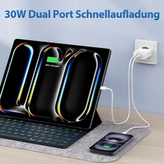 ARCCRA USB C Lader 30W Met Kabel 2m PD 2-Poorts Voor Pixel iPhone iPad — miniatuur 6