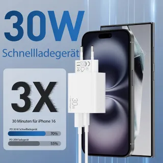 ARCCRA USB C Lader 30W Met Kabel 2m PD 2-Poorts Voor Pixel iPhone iPad — miniatuur 2