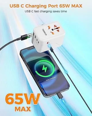 TESSAN GaN Reisadapter 65W Snelladen USB USB C Universeel — miniatuur 4