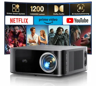 TOPTRO Beamer 4K 1200 ANSI Netflix Dolby Audio Bluetooth WiFi — miniatuur 1