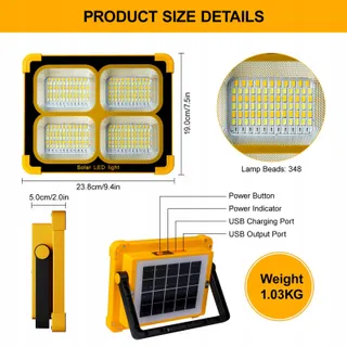 NULMVIC LED Solar Werklamp 100W 10000LM Draagbaar Oplaadbaar — miniatuur 7