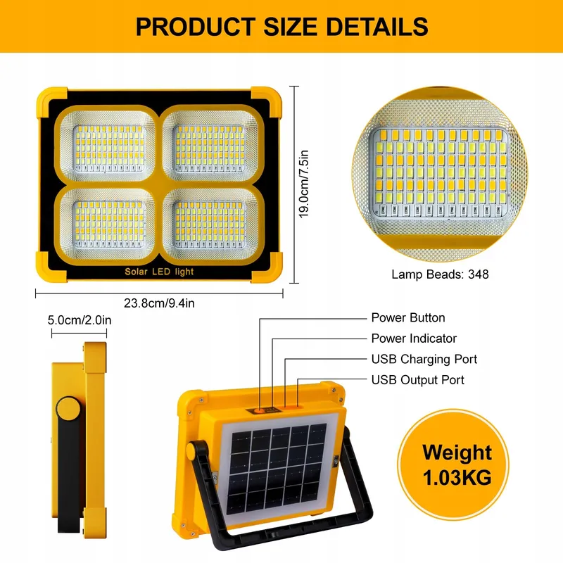 NULMVIC LED Solar Werklamp 100W 10000LM Draagbaar Oplaadbaar — foto 7