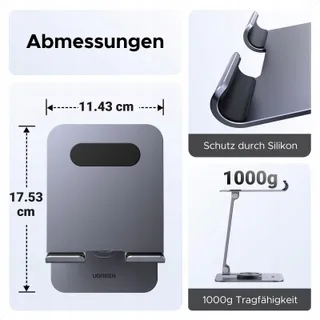 UGREEN Tabletstandaard 360 Draaibaar Verstelbaar Compatibel iPad iPhone — miniatuur 5