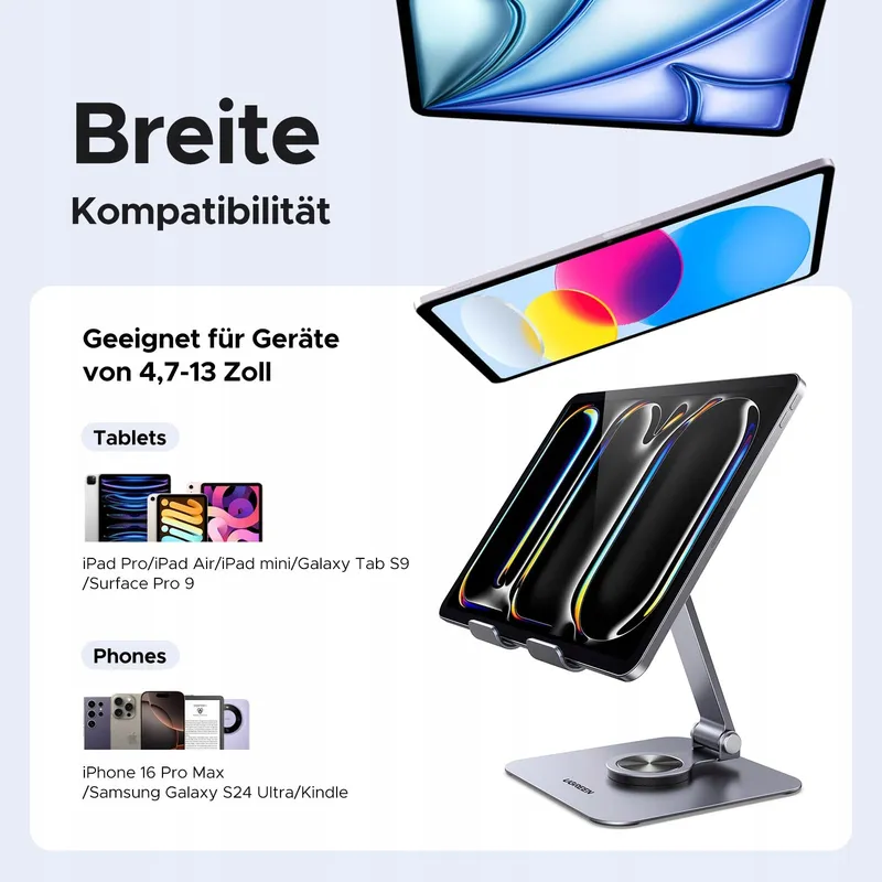 UGREEN Tabletstandaard 360 Draaibaar Verstelbaar Compatibel iPad iPhone — foto 7