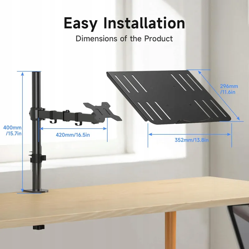 SUPTEK MD6421TP004 Monitorarm 2-in-1 Met Laptophouder Verstelbaar — foto 7