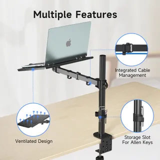 SUPTEK MD6421TP004 Monitorarm 2-in-1 Met Laptophouder Verstelbaar — miniatuur 6