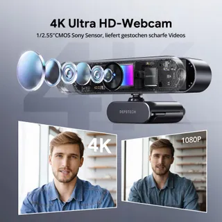 DEPSTECH DW50 Pro Webcam 4K Ultra HD Microfoon Zoom Autofocus PC Mac — miniatuur 2