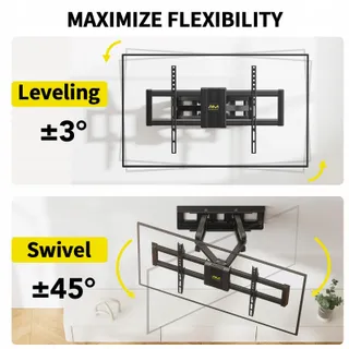 ALPHAMOUNT TV Wandbeugel 37-75" Kantelbaar 45kg VESA 200x100-600x400 — miniatuur 4