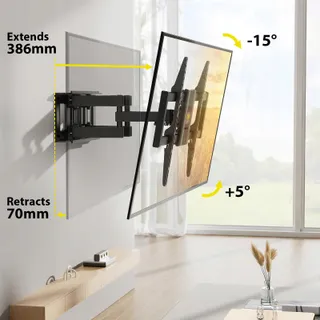 ALPHAMOUNT TV Wandbeugel 37-75" Kantelbaar 45kg VESA 200x100-600x400 — miniatuur 3