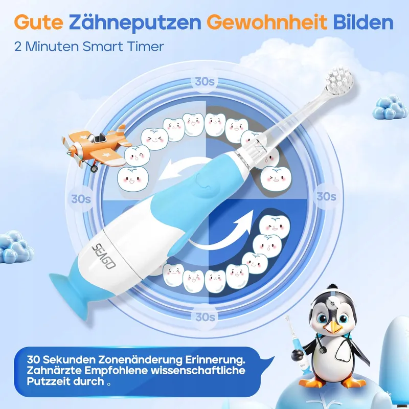 SEAGO Elektrische Tandenborstel Voor Kinderen LED IPX7 2 Minuten Timer — foto 5