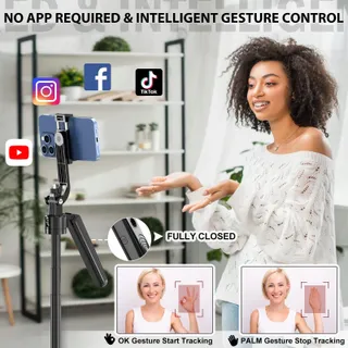 Auto Face Tracking Selfiestick 360 Voor iPhone Telefoon — miniatuur 6