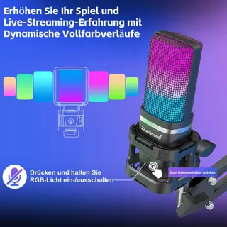 ZEALSOUND USB Microfoon RGB iPhone PC Mac PS5 Gaming Podcast — miniatuur 4
