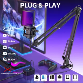ZEALSOUND USB Microfoon RGB iPhone PC Mac PS5 Gaming Podcast — miniatuur 2