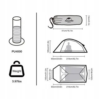 FORCEATT Tent 2-Persoons Waterdicht Licht Camping Trekking — miniatuur 13