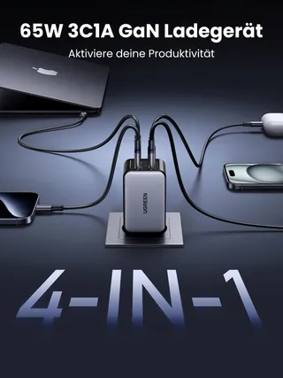 UGREEN Nexode 65W USB-C Oplader 4-Poorts GaN PD — miniatuur 2