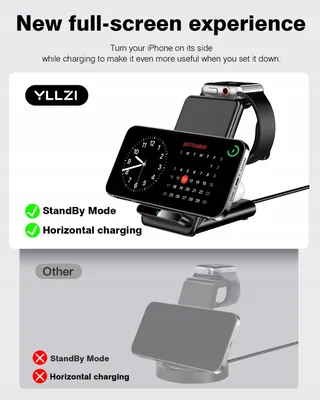 YLLZI Draadloze Oplader 3-in-1 iPhone Apple Watch AirPods Pro — miniatuur 7