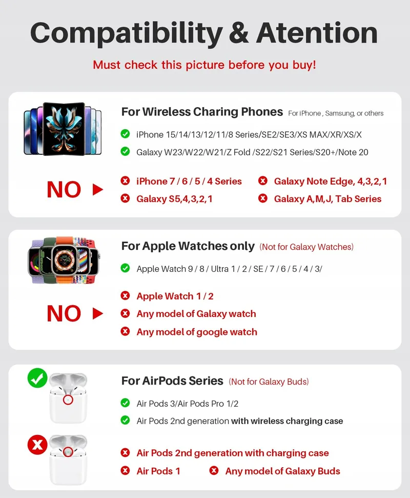 YLLZI Draadloze Oplader 3-in-1 iPhone Apple Watch AirPods Pro — foto 2