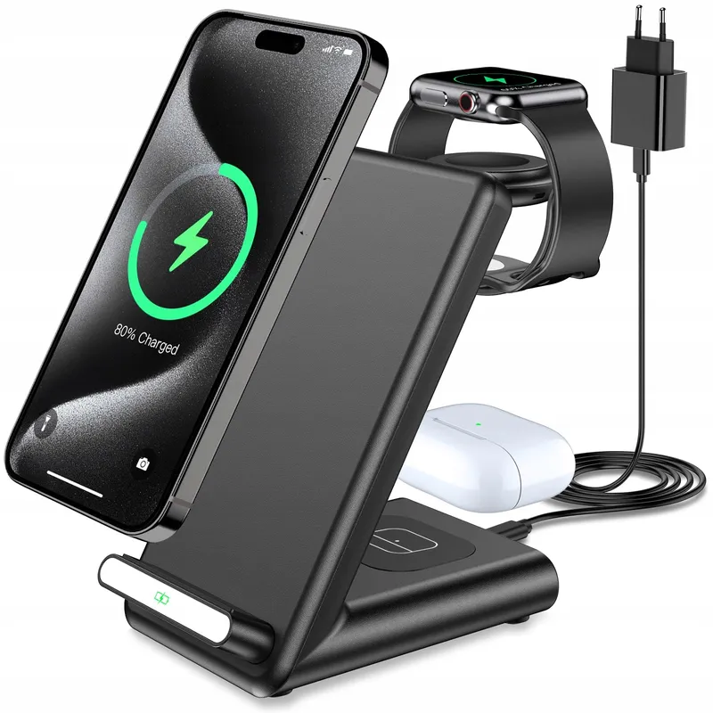 YLLZI Draadloze Oplader 3-in-1 iPhone Apple Watch AirPods Pro — foto 1