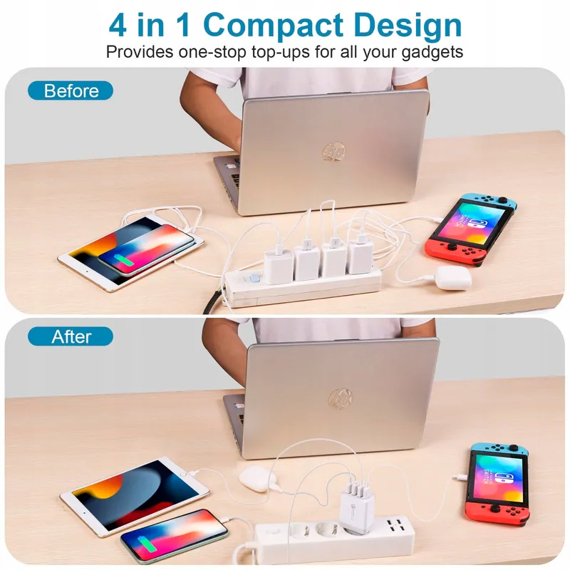 Universele USB Oplader 33W 4-Poorts QC 3.0 Samsung iPhone iPad — foto 6