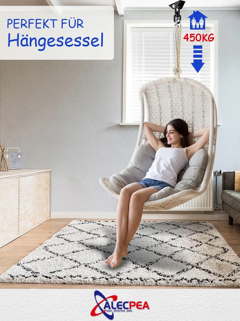 ALECPEA Plafondhaak RVS 450kg Hangstoel 360° Draaibaar — foto 6