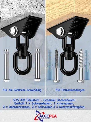 ALECPEA Plafondhaak RVS 450kg Hangstoel 360° Draaibaar — miniatuur 3