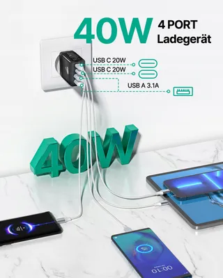 AIONEUS USB-C Oplader 40W 4-Port Snelladen PD 3.0 — miniatuur 2