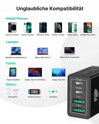AIONEUS USB-C Oplader 40W 4-Port Snelladen PD 3.0 — miniatuur 6