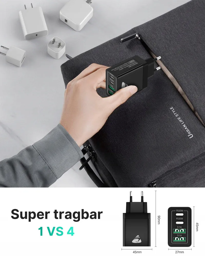 AIONEUS USB-C Oplader 40W 4-Port Snelladen PD 3.0 — foto 7