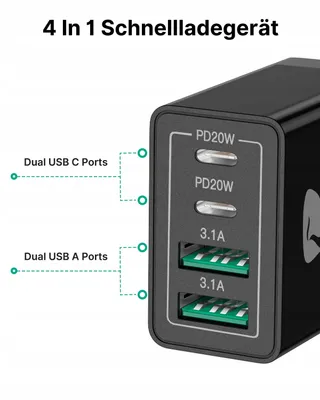 AIONEUS USB-C Oplader 40W 4-Port Snelladen PD 3.0 — miniatuur 3