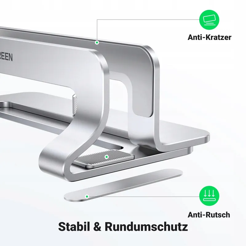 UGREEN Verticale Aluminium Laptopstandaard Zilver — foto 5