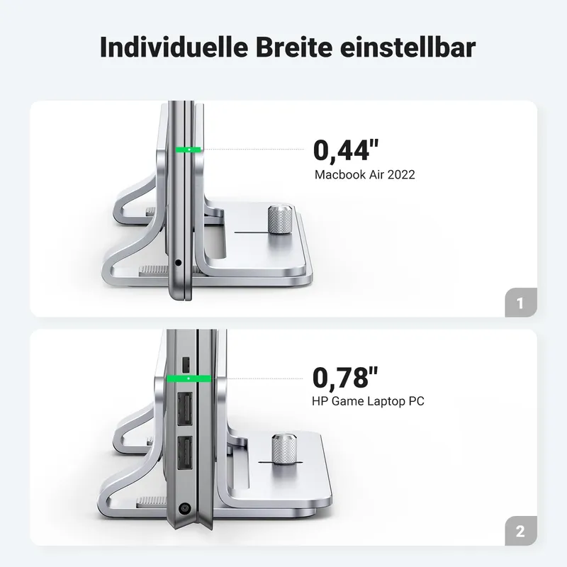 UGREEN Verticale Aluminium Laptopstandaard Zilver — foto 4