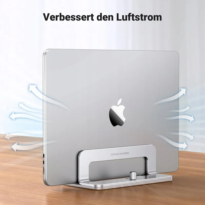 UGREEN Verticale Aluminium Laptopstandaard Zilver — foto 3