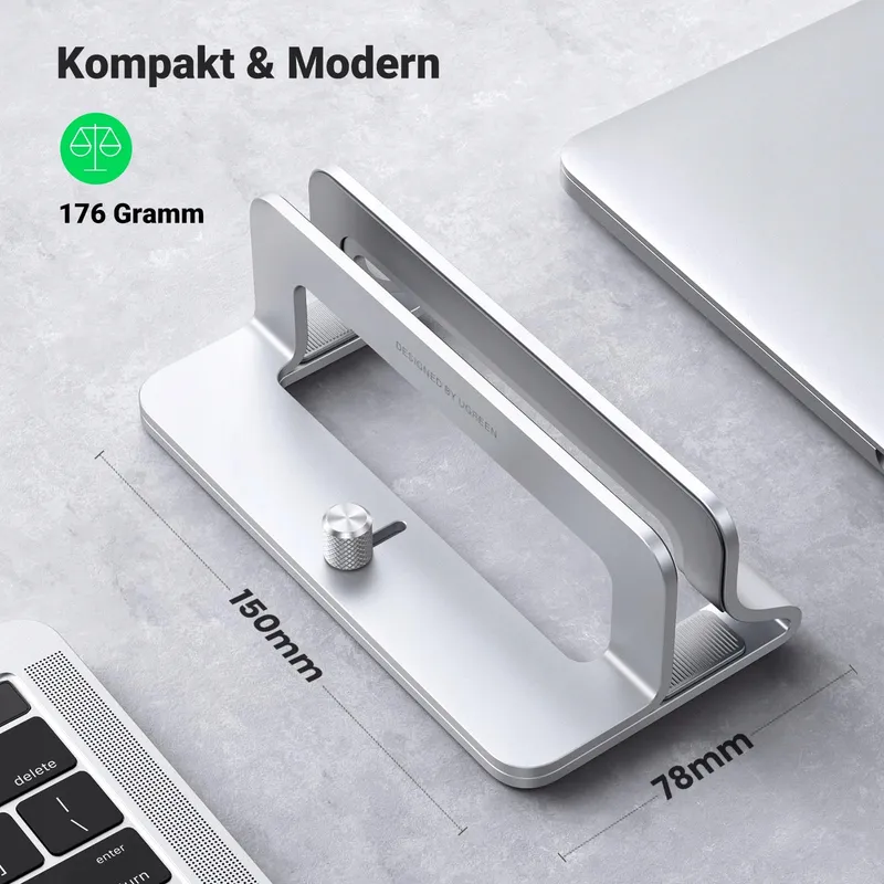 UGREEN Verticale Aluminium Laptopstandaard Zilver — foto 8