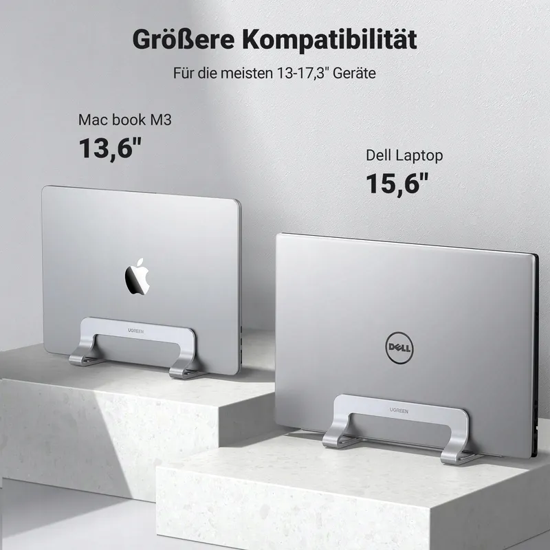 UGREEN Verticale Aluminium Laptopstandaard Zilver — foto 7