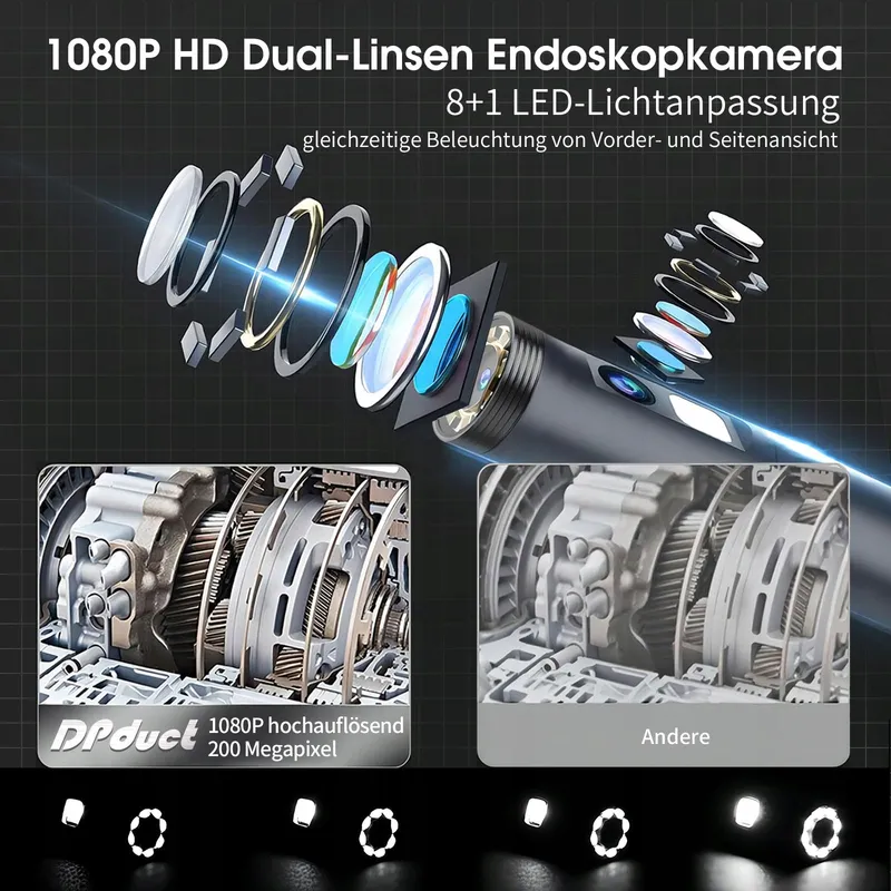 DPDUCT Inspectiecamera 10M Dual Lens 5 Inch IPS Scherm Waterdicht — foto 4