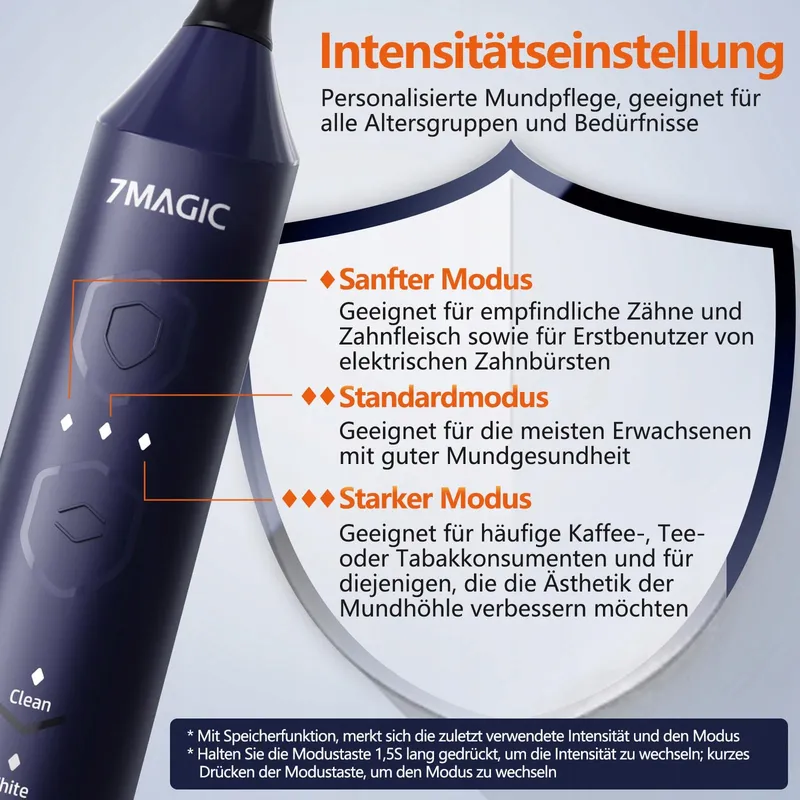 7MAGIC Sonische Tandenborstel Elektrisch 3 Intensiteiten 5 Modi — foto 2